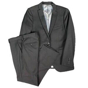 Topman 2 Piece Skinny Fit Suit 38R 32L Black Formal Wedding Business Prom